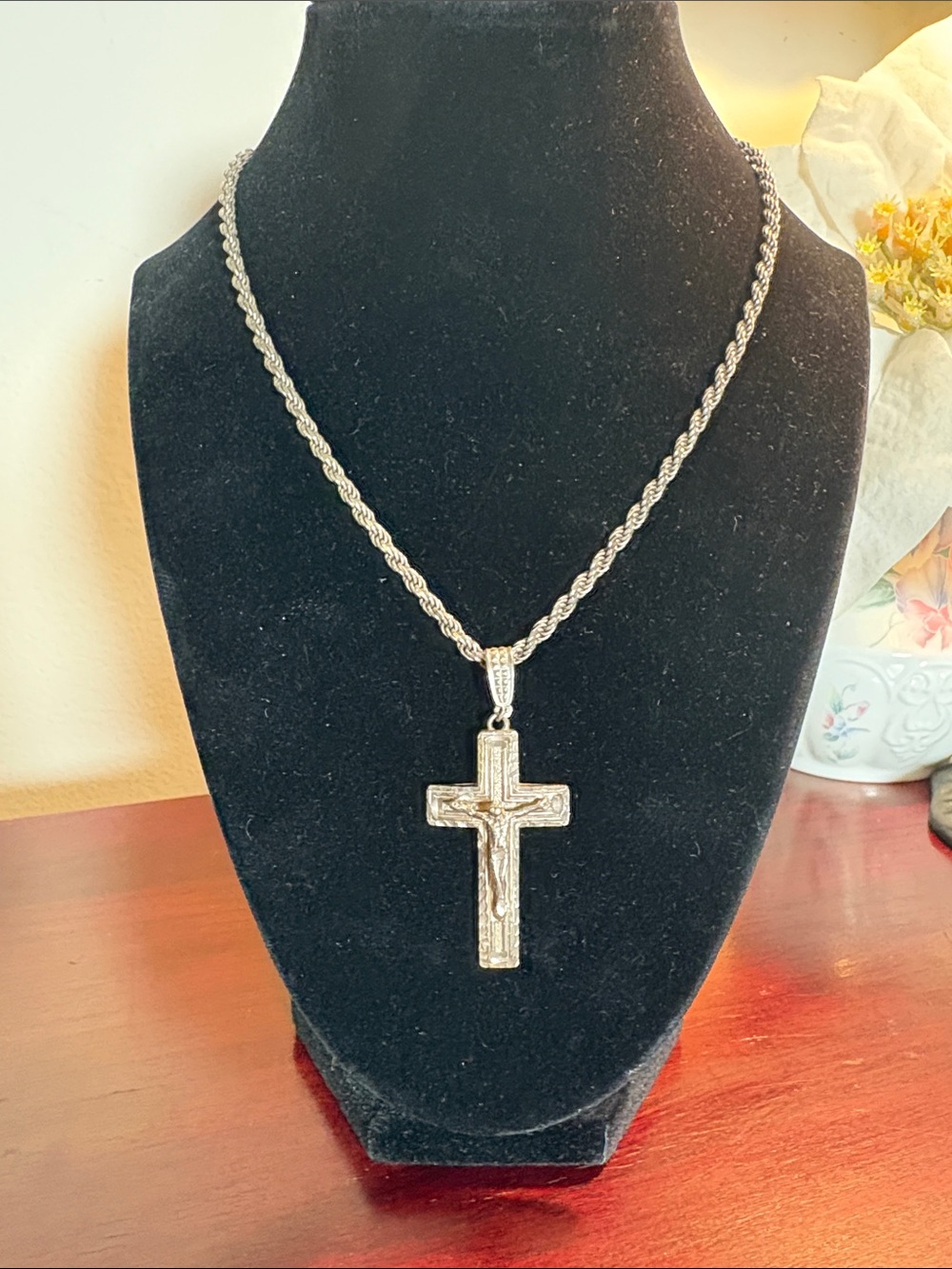 Cross Pendant Necklace- 925 Italian Silver-chain by Aruafin